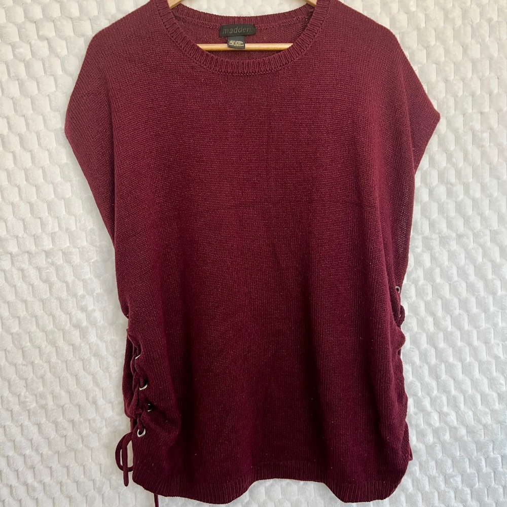 Madden Girl Maroon Vest with Lace-Up Sides One Size Fits All